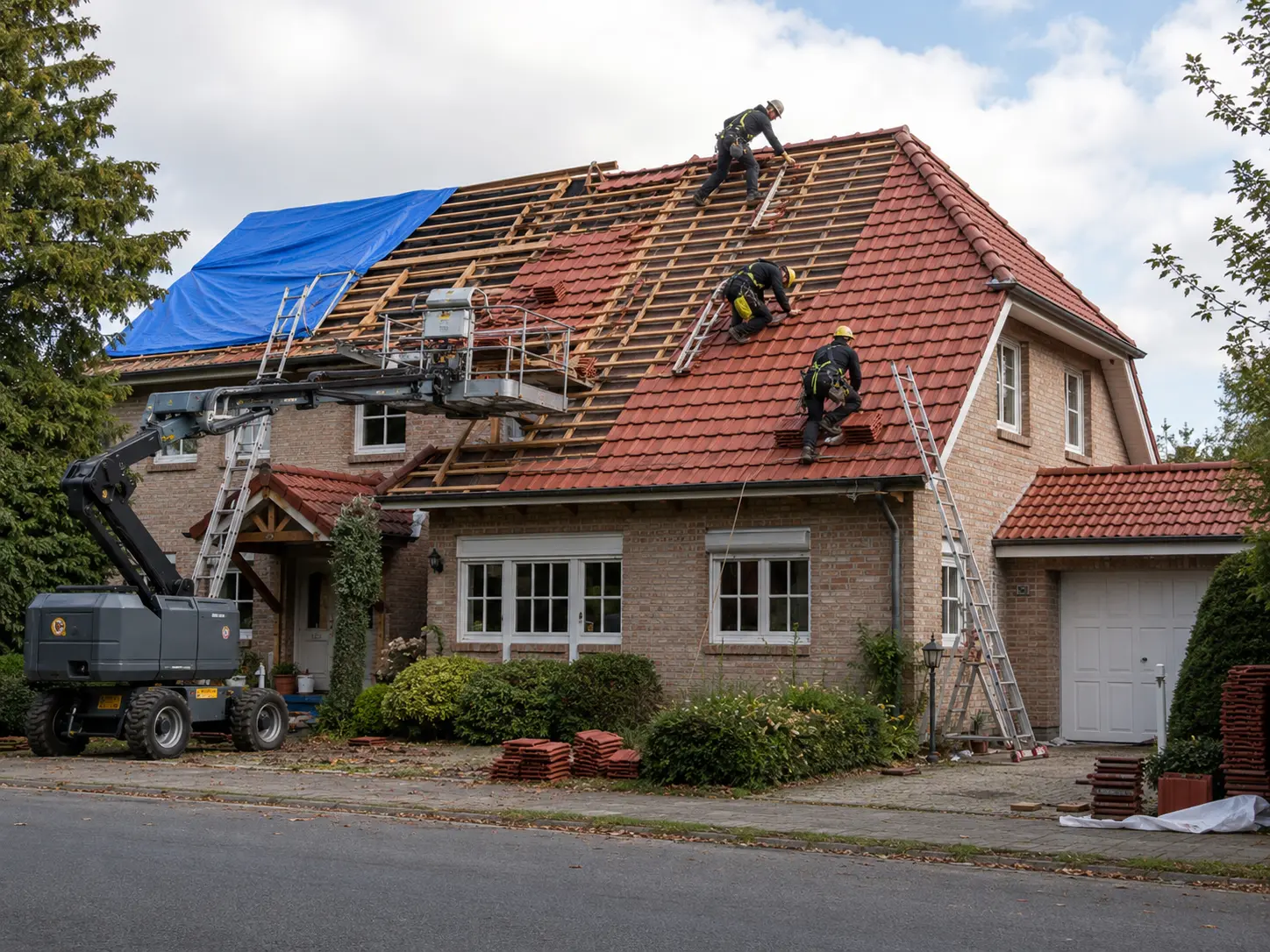 Remplacement complet toiture tuiles — avant intervention