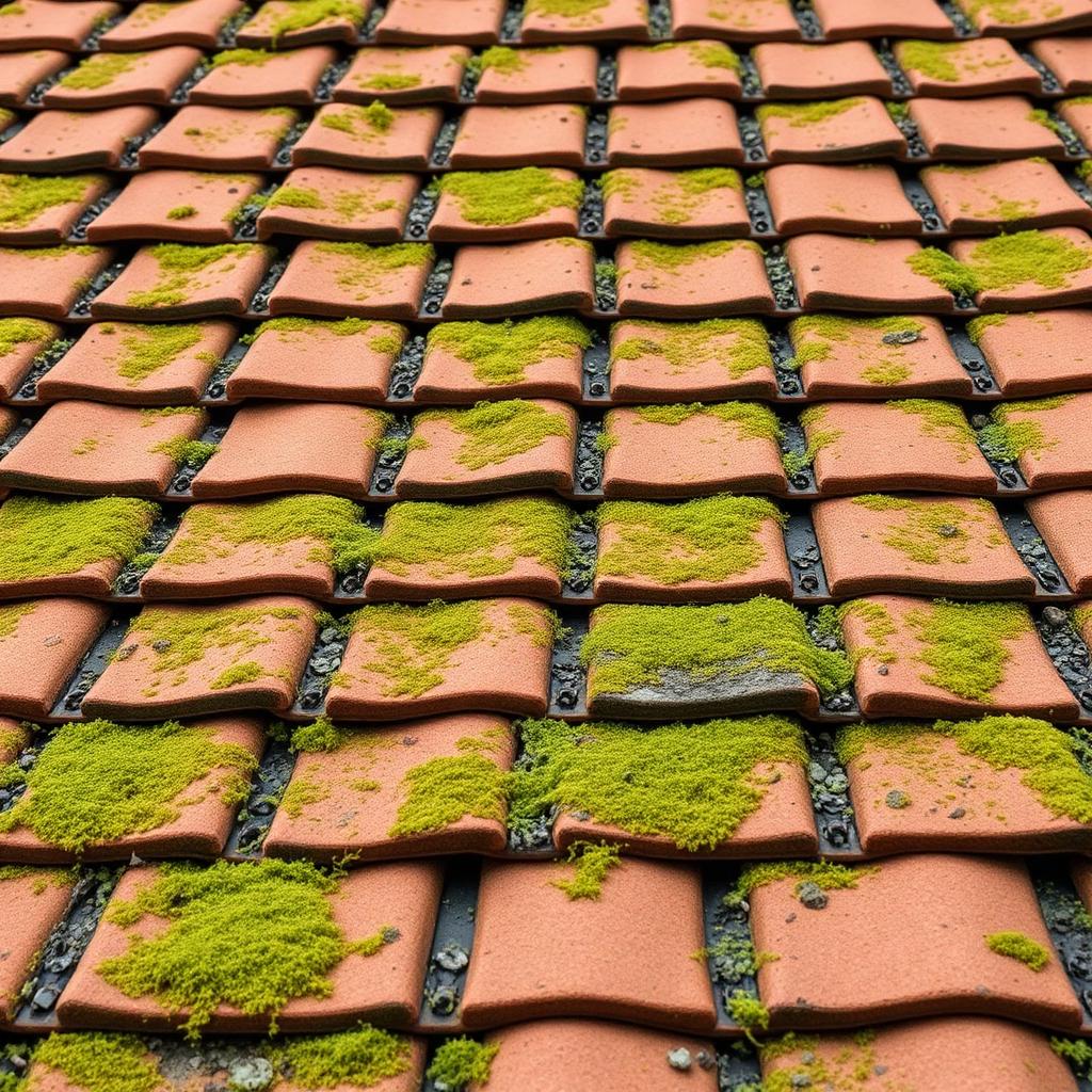 Tuiles béton lichens — état avant intervention